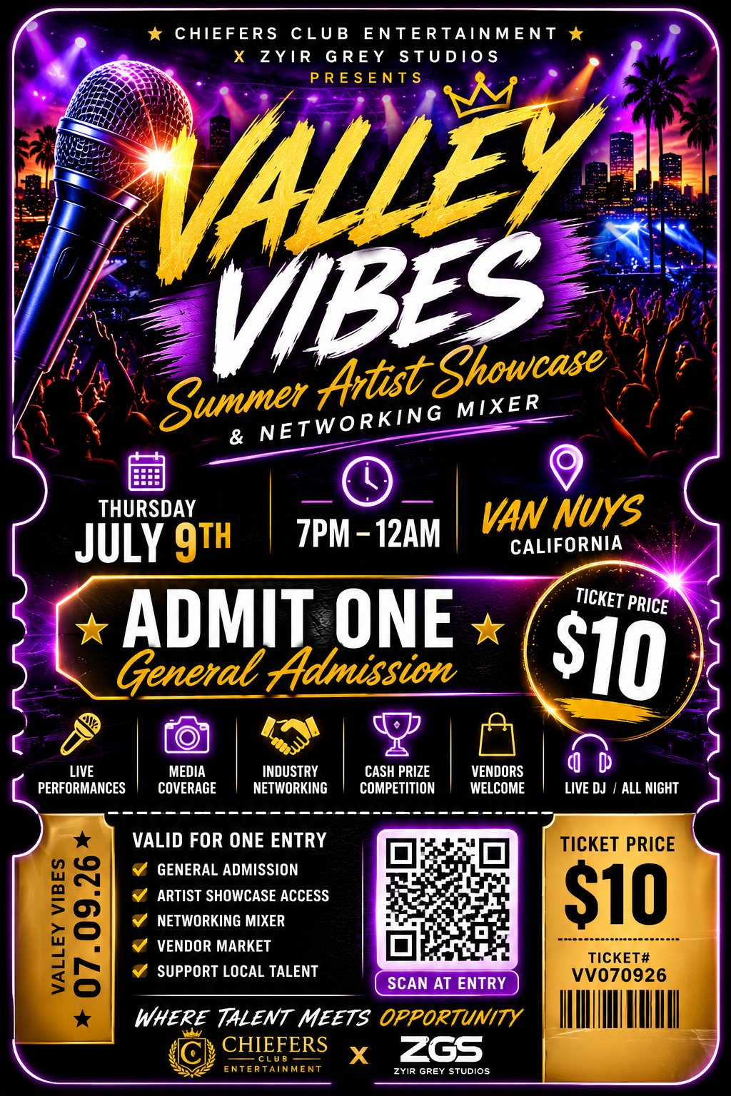 Valley Vibes Summer Artist Showcase & Networking Mixer – General Admission Ticket